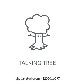 Talking tree linear icon. Modern outline Talking tree logo concept on white background from Fairy Tale collection. Suitable for use on web apps, mobile apps and print media.