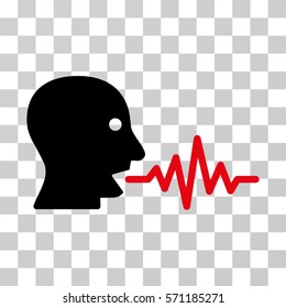 Talking User Signal icon. Vector illustration style is flat iconic bicolor symbol, intensive red and black colors, transparent background. Designed for web and software interfaces.