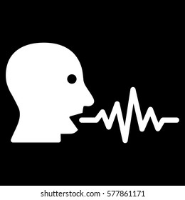 Talking User Signal vector icon. Flat white symbol. Pictogram is isolated on a black background. Designed for web and software interfaces.