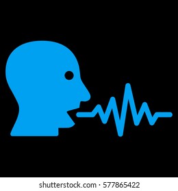 Talking User Signal vector icon. Flat blue symbol. Pictogram is isolated on a black background. Designed for web and software interfaces.