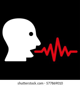 Talking User Signal vector icon. Flat bicolor red and white symbol. Pictogram is isolated on a black background. Designed for web and software interfaces.