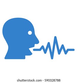 Talking User Signal vector icon. Flat cobalt symbol. Pictogram is isolated on a white background. Designed for web and software interfaces.