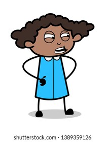Talking Very Rude - Retro Black Office Girl Cartoon Vector Illustration