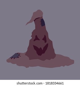 Talking witch's hat. Halloween. Vector illustration.