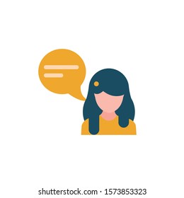 talking woman with speech bubble flat style vector illustration design
