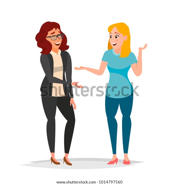 Talking Women Vector Laughing Friends Office Stock Vector (Royalty Free ...