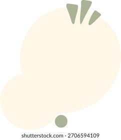 Tall abstract beige shape with green details, vertical background or text frame