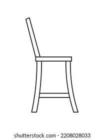 Tall bar chair side view hand drawn outline vector illustration. Isolated on white background