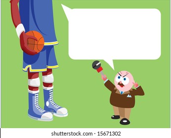 tall basketball player being interviewed after game