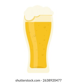tall beer glass with foam flat cartoon illustration