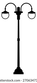 A tall black pole with two lights on top