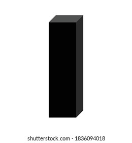 A tall black square box on a white background