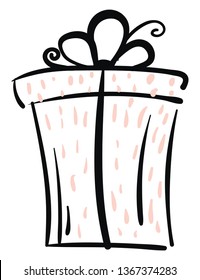 A tall black and white gift box vector or color illustration
