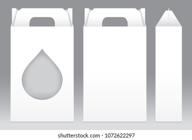 Tall Box White window shape cut out Packaging Template blank. Empty Box white Template for design product package gift box, White Box packaging paper kraft card board package (Vector)