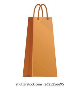 Tall brown paper bag is standing upright with its handles tied together