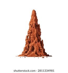 Tall brown termite mound anthill illustration vector set for wild african savanna nature and desert environments.
