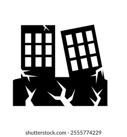 Tall building broken icon. Damaged building icon . Earthquake icon vector. Can be used for Public Services or education purpose printable or digital template. Vector illustration editable