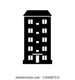 tall building icon. black isolated.