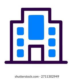 Tall building icon. A linear vector illustration of tall building isolated on white background.