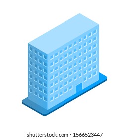 Tall building isometric design. Isolated flat illustration