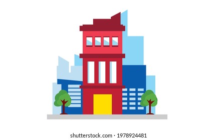 The tall building is located in the center of the city.