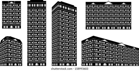 Tall Building Set in different variation