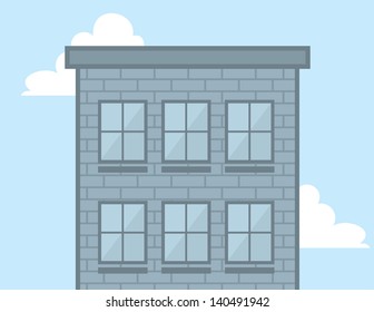 Tall building in the sky with windows 