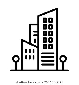 Tall buildings icon outline set sign