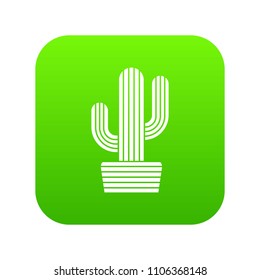 Tall cactus icon green vector isolated on white background