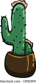 Cactus de altura, ilustración, vector sobre un fondo blanco.