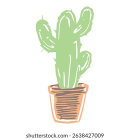 A tall cactus in an orange pot, designed in minimalist style with a modern approach, perfect for contemporary home decor.