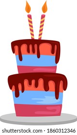 Großer Kuchen, Illustration, Vektorgrafik auf weißem Hintergrund.