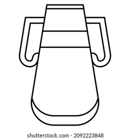 A tall ceramic vase with a semicircular bottom and large handles on the side. Vector icon, outline, isolated. Editable stroke
