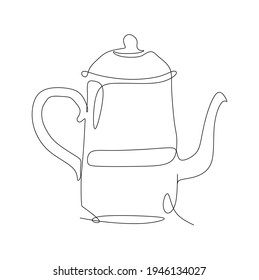 Tall classic metal teapot - continouous one line drawing