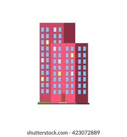 Tall Condominium Building Vector Design Simple Graphic Illustration On White Background