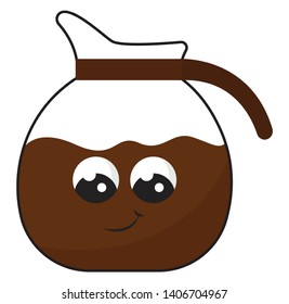 It is a tall container with a handle in which coffee is brewed or served., vector, color drawing or illustration. 