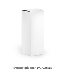 Tall Cosmetic Packaging Box. Vertical Cosmetic Cartoon Packaging. Realistic Cosmetic Mockup For Your Design Project.