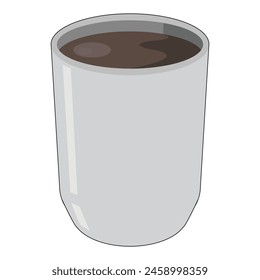 A tall cup without handle of tea, or coffee, or other beverage, isolated on white backdrop (background). External stroke can be easily deleted by one click. Food and drinks. Vector illustration.