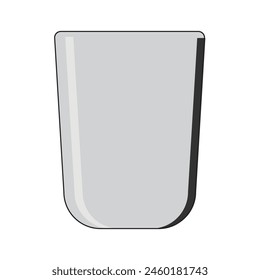 A tall cup without handle of tea, or coffee, or other beverage, isolated on white backdrop (background). External stroke can be easily deleted by one click. Food and drinks. Vector illustration.