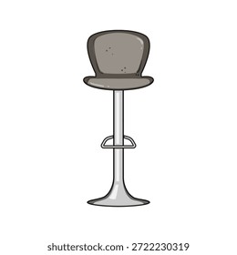 Tall cushioned bar stool with backrest and footrest, modern minimalist design for kitchen islands, home bars, cafes and contemporary interiors, isolated on white background