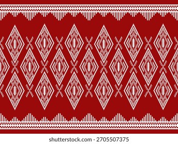 Tall Diamond Pixel Tribal Pattern Red White