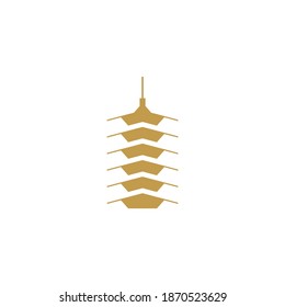 logotipo de torre plana alta en oro