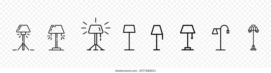  Tall floor lamp icon, Filled outline Floor lamp icon, Floor Lamp line icon.