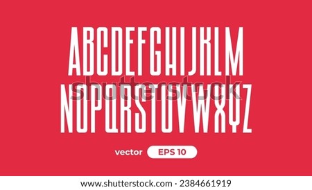 Tall font isolated. Extra condensed alphabet. High narrow letters. Long and slim font. Uppercase. Regular. Vector illustration eps10.