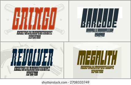 Conjunto de Fuentes de Vector geométricas altas, tipografías de alfabeto condensado audaces y masivas, colección de tipografía fuerte y pesada, útil para la creación de logotipos, conjunto de letras urbanas.