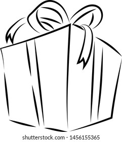 Tall gift drawing, illustration, vector on white background.