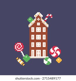 Tall Gingerbread Candy Building com Natal festivo Treats Vetor Ilustração