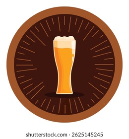 Tall glass of beer with foam is standing on a brown coaster, creating a classic and inviting pub feel