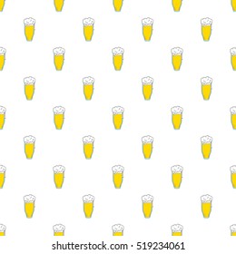 Tall glass of beer pattern. Cartoon illustration of tall glass of beer vector pattern for web
