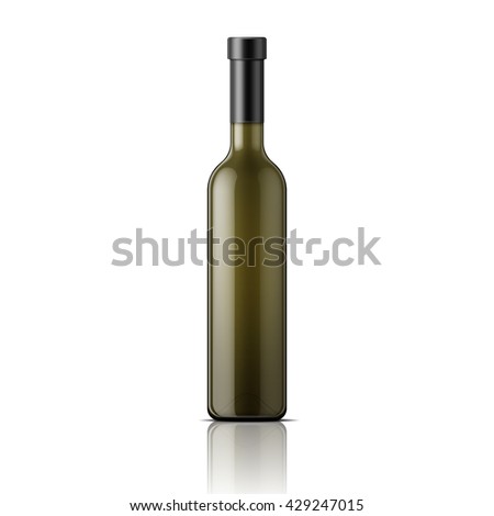 Tall glass bottle for wine. Packaging collection. Vector illustration.